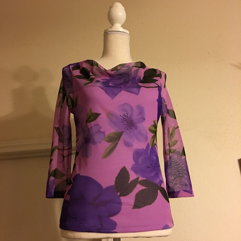 Evolution Sheer Fabric mesh floral print top